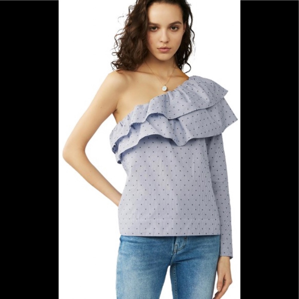 Maje Blue Lelina One Shoulder Top